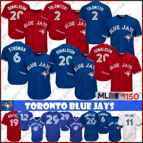 

Toronto Embroidery Blue Jays Baseball Jersey 19 Jose Bautista 6 Marcus Stroman 11 Kevin Pillar 20 29 Joe Carter 2 12 Roberto Alomar Stitched