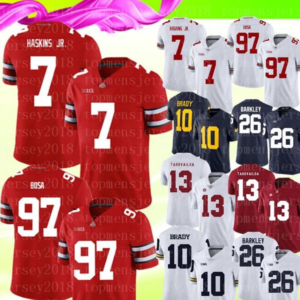 

7 Dwayne Haskins Jr Ohio State Buckeyes 97 Nick Bosa Jersey Mens Red White College Football Jerseys 13 Tua Tagovailoa 10 Brady
