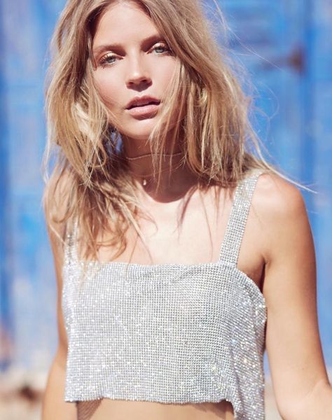 

european and american cross border jewelry flash drill short sleeveless waist shoulder strapless halter vest nightclub dress fem, Slivery;golden