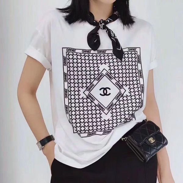 

19ss autumn/winter new milled and heavily lettered t-shirt for lady casual with loose pullover, White