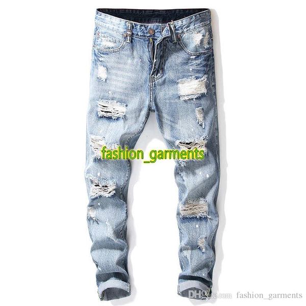 

brand new mens designer fashion jeans mens hole trousers mens knee hole slim jeans blue trousers