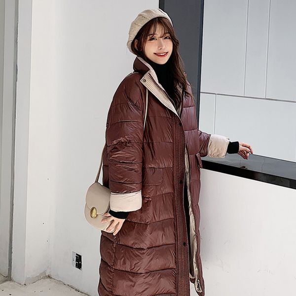 

liva girl hooded ladies coat long coats parka oversize colour jacket mid-long women winter thick jacket down, Black