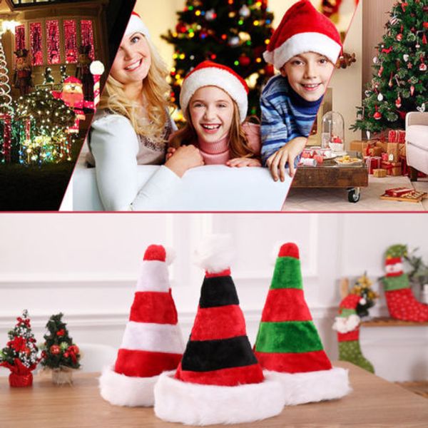 

christmas hat stripe plush santa cap children family party home decor stripe claus cap costume party red kid