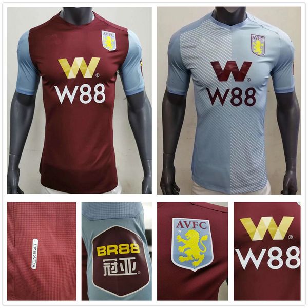 

player version aston soccer jersey wesley jota kodjia hogan grealish mings targett el ghazi custom 2019 2020 villa home away football shirt, Black;yellow