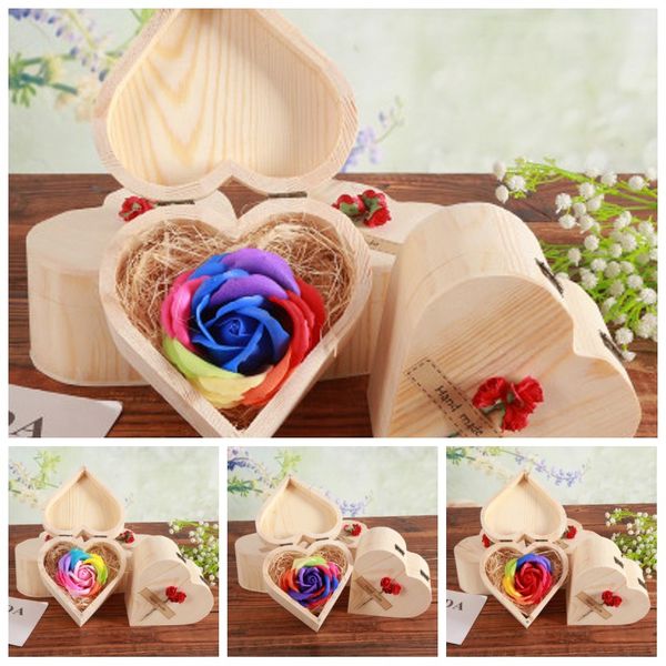 

любовь сердце woodiness коробка с красочным цветком деревянного ящика мыло цветка валентин семь цветов роза фестиваль wedding полезной 9ky h