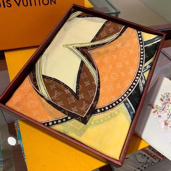 

designer scarf luxury designer scarf classic logo fashion cape delivery box luxury scarf soft and light size: 110*200cm louis1 vuitton125a, Blue;gray