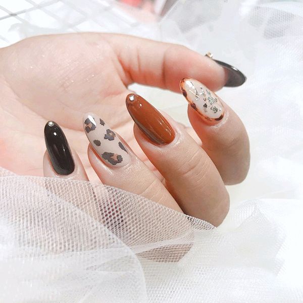 

nusx muiti-color leopard nail art water transfer stickers decals beauty glitter sparkly manicure nail art suppies for girls, Black