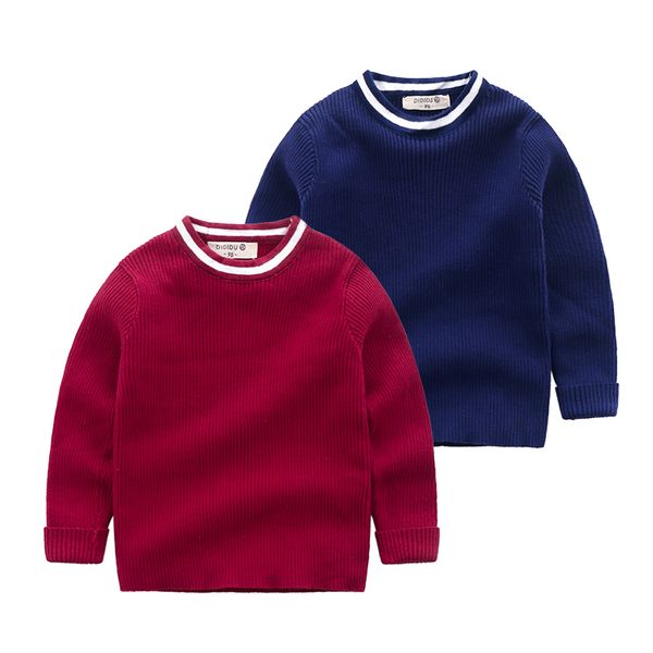 

2019 spring baby boys girls o-neck sweaters sweater kids sweaters for winter knitted bottoming boys swe vetements de garcons, Blue