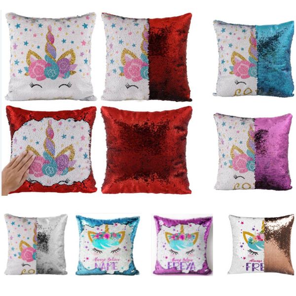 

единорог русалка наволочка реверсивного пришивание флип pillowcover throw подушка дело декоративные для главных диванов автомобилей xmas дев
