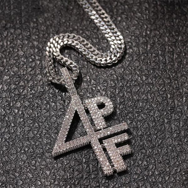 

mens gold silver plated necklace iced out diamond 4pf pendant chainslab letter number stainless steel hip hop bling chains jewelry