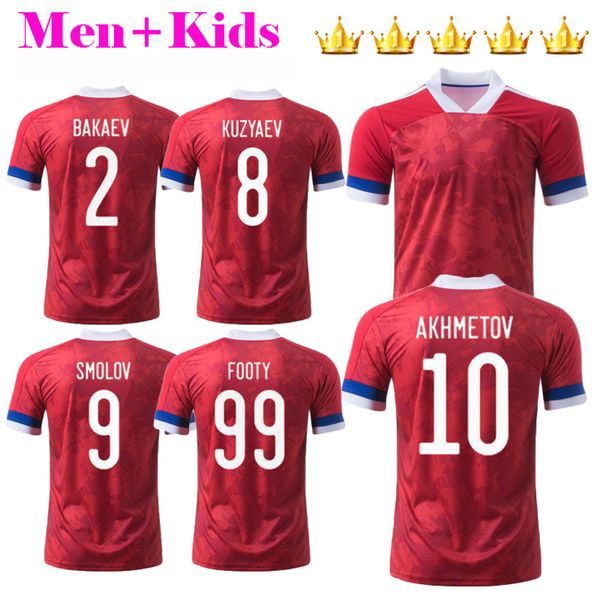 

men + kids kits 2020 2021 russia soccer jerseys dzyuba golovin akhmetov smolov arshavin russian camisa de futebol home red football shirts, Black;yellow