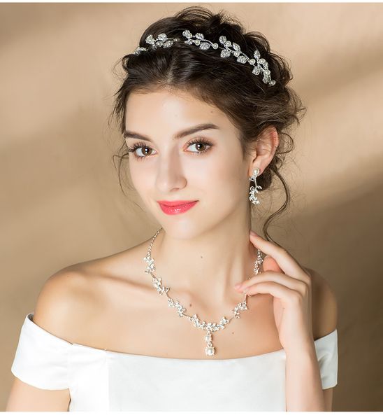 Sweet Crystal Rhinestone Chain Korean Wedding Headdress Head