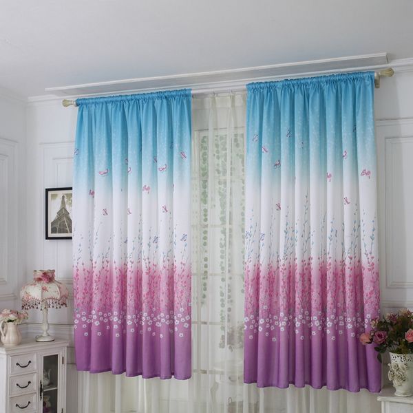 

home curtain with butter printing bedroom living room three-color printing curtains half blackout home decoration drapery