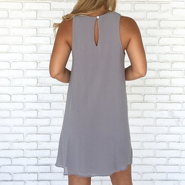 

womens dresses women designer clothes 2019 women mini sleeveless summer dress o neck mini chiffon dresses female beach dress, Black;gray