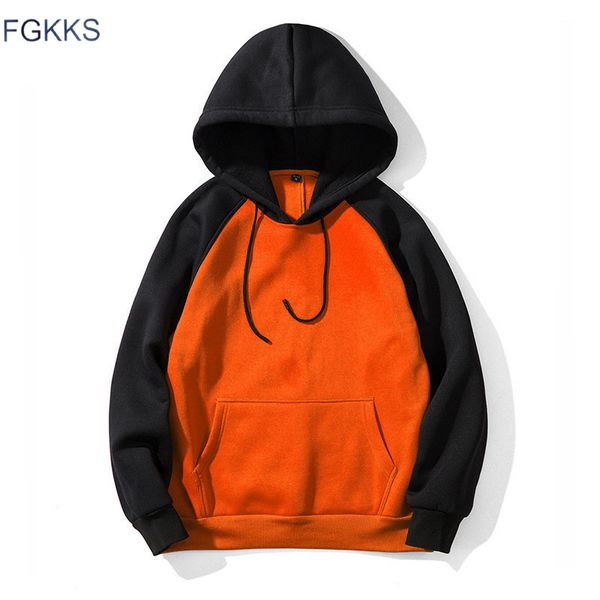 

fgkks fashion brand men hoodies splice 2019 spring autumn male hip hop casual hoodies men's sweatshirts streetwear hoodie, Black