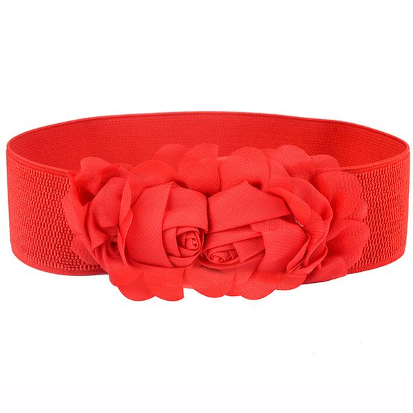 

badinka 2017 new designer white balck red brown rose flower wide lace belts cummerbunds for women elastic waistband strap belt, Black;brown