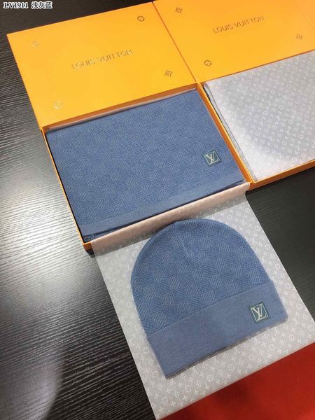 

classic style scarves and hats set for men and woman warm wool scarves women pashmina scarf thick shawls hats ladies with box, Blue;gray