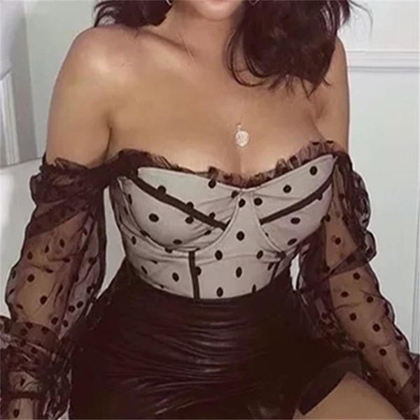 

женщины mesh щитовые волновой точки sexy v-нак t рубашки дизайнер с длинными рукавами футболки топы тис женская одежда, White