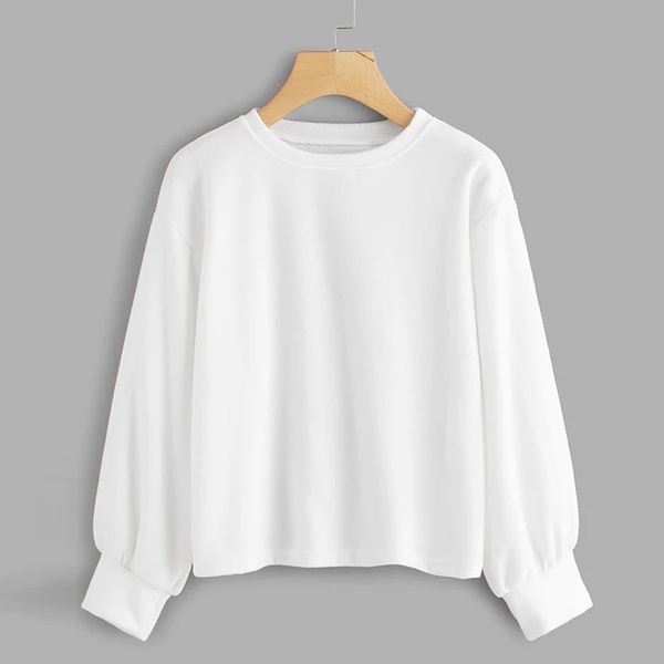 

women sweatshirt autumn winter basic clothes solid casual o-neck long sleeve loose sweatershirt pullovers sudadera mujer, Black