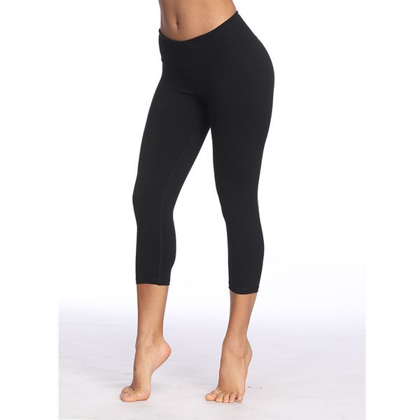 

Lu 23 non ee through atheltic legging candy color capri for women port ela tic fitne legging lim running gym pant