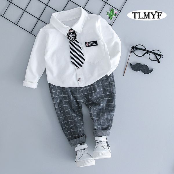 

новая мода baby boy 2 шт. / компл. маленький джентльмен рубашка и брюки весенняя одежда 20200314-1, White