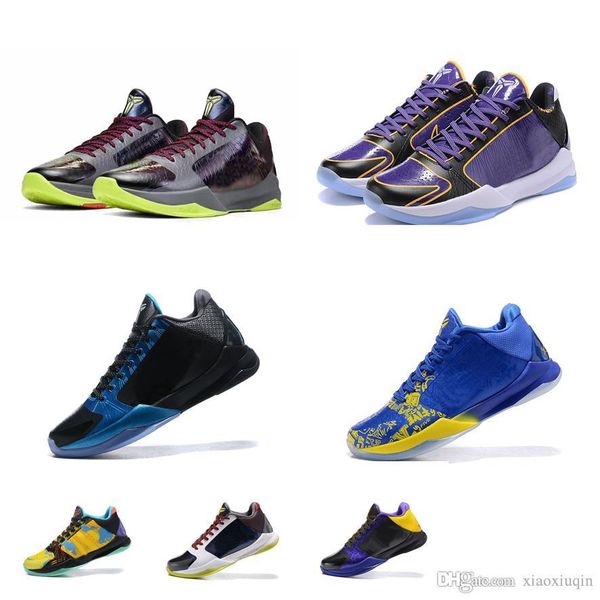 

new mens zk5 kb5 bryants 5s protro basketball shoes lakers purple gold 2k20 chaos james lebron 17 xvii zoom zk 5 v sneakers tennis with box