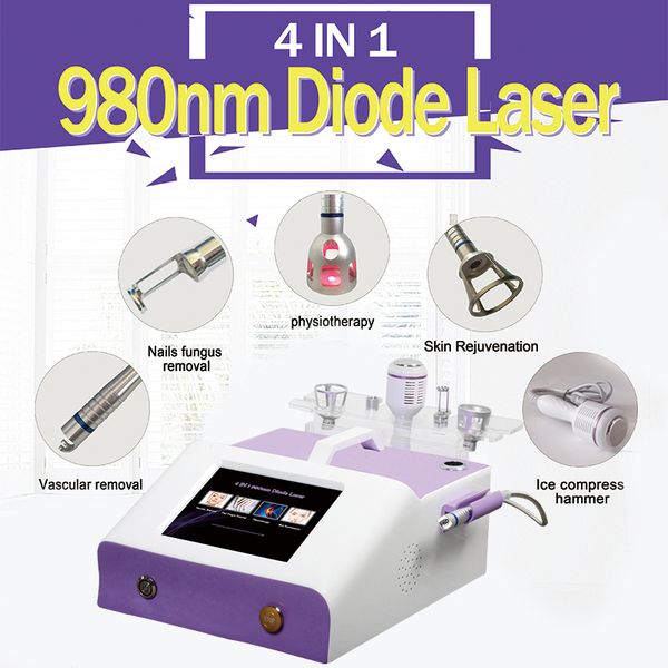 

2019 new powerful 980nm diode laser machine for spider veins removal red blood facial redness vascular varicose veins laser treatment device, Black