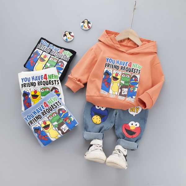

2pcs boys cartoon printed clothing set kids casual clothes for birthday performance and pants 1-4 ys boys wearing, White