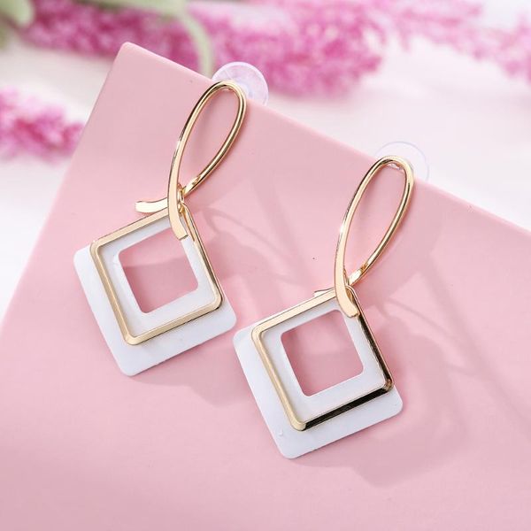 

charm dawapara 2021 earrings for women hoop fashion jewelry big triangle square trendy present, Golden
