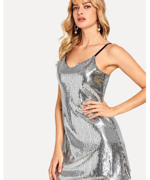 

2019 night club hollow out split for girl selling dresses women clothes fashion v neck long sleeve casual paillette sequin dress, Black;gray