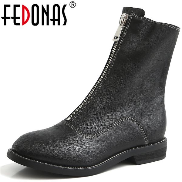 

fedonas fashion square heels women ankle boots quality sheepskin riding boots autumn winter warm night club shoes woman, Black