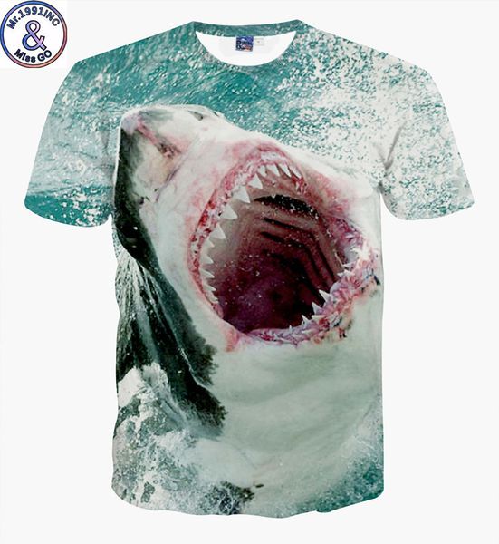 

мужские дизайнер 3d короткая t лето ожесточенные картина акула ночной клуб свободного покроя мужчин и женщин пара футболка с коротким рукаво, White;black
