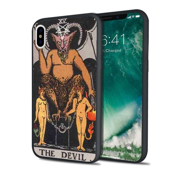 

capa tarot cards the devil phone case for iphone 11 pro xs max xr 8 7 6s plus 5s se 5 case black soft silicone tpu cover.