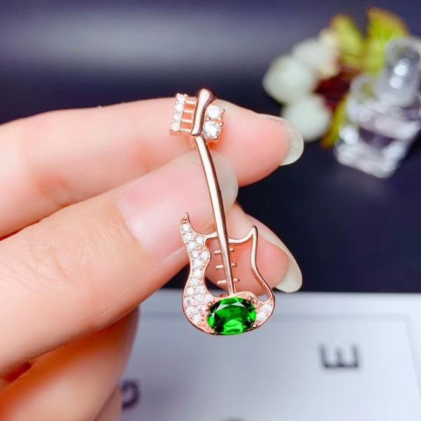 

new guitar shape green yellow purple gemstone pendant of necklace 925 sterling silver fine jewelry certified natural gem gift