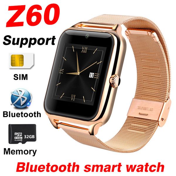 

z60 smartwatch bluetooth phone watch metal shell support tf sim card call dz09 smart watch passometer camera z50 x6 y1 a1 q18 samrtwatches