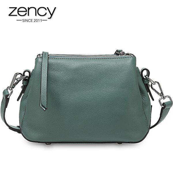 

zency simple style women shoulder bag 100% genuine leather lady crossbody bag black grey fashion tote handbag y200623