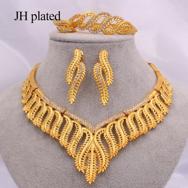 

dubai gold jewelry sets for women ethiopia france trendy bracelet necklace earrings ring bridal wedding party jewellery gifts, Silver