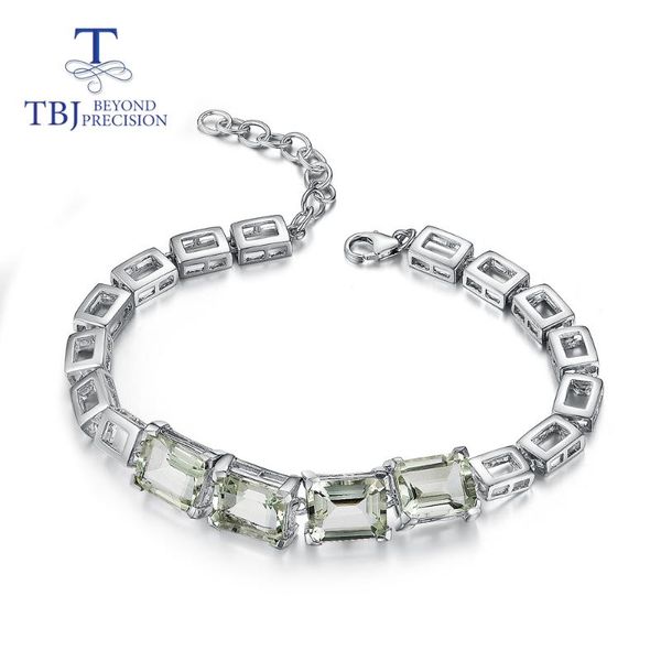 

tbj,green amethyst bracelet natural gemstone with 925 sterling silver simple fashion jewelry for women,girl nice gift, Golden;silver