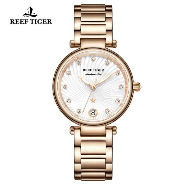 

reef tiger/rt rose gold women watch diamond polaris dial automatic bracelet watches 2019 new reloj mujer rga1590, Slivery;brown