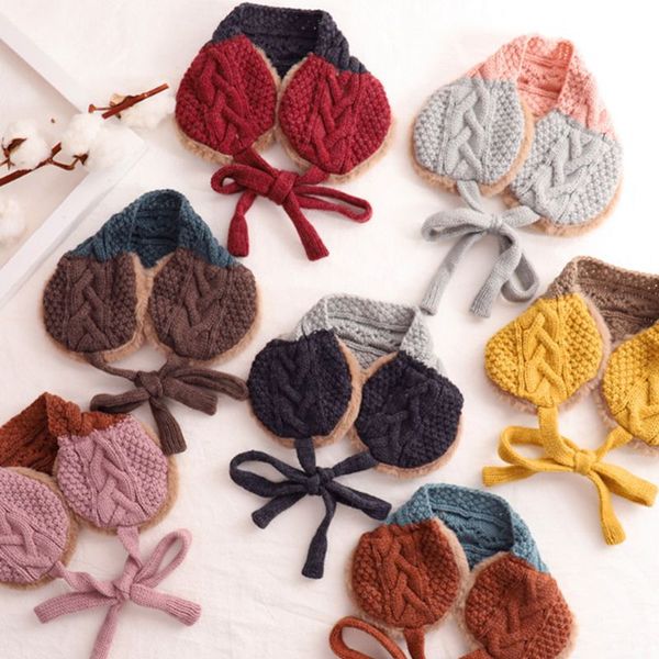 

fashion lovely girls boys earmuffs wool thread children dual-use knitted scarf c6ud, Blue;gray