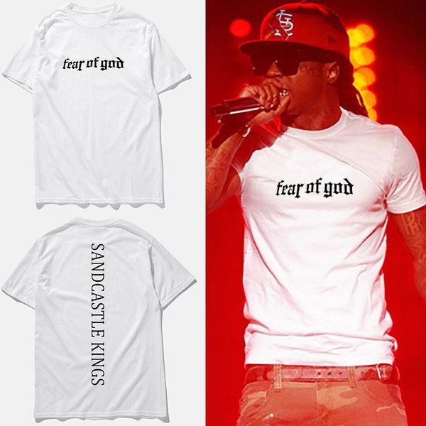 

страх божий стиль tshirts men summer вог письма печать тройники коротким рукавом белый черный серый tops tee 2019, White;black