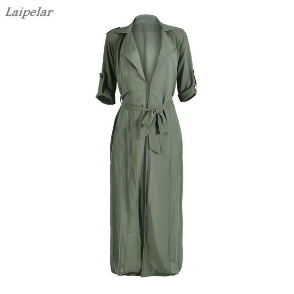 

women long trench coat cardigan spring open stitch slim long coat windbreaker chiffon kimono outwear streetwear laipelar, Tan;black