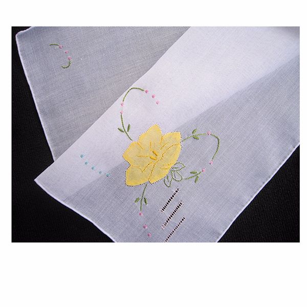 

white handmade handkerchief linen vintage thin ladies applique embroidered flower hankies shantou 28cm kids mocket, Black;blue