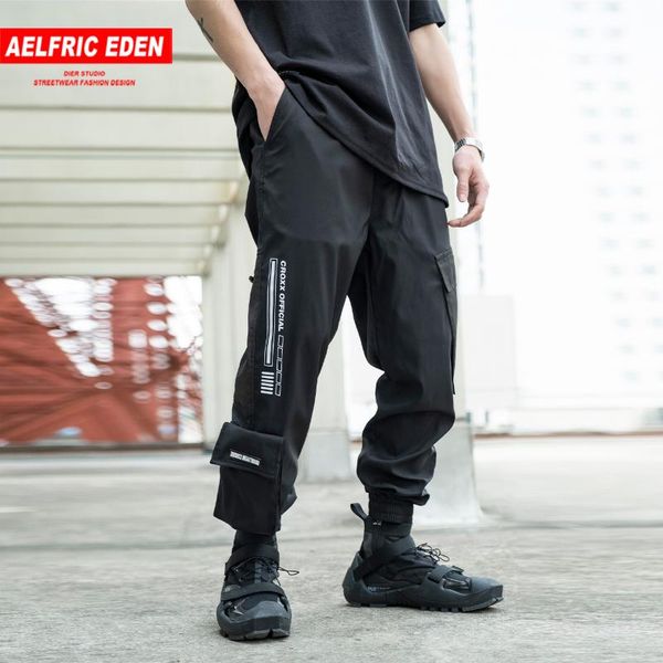 

aelfric eden 2020 harajuku joggers sweatpants men hip hop harem pants fashion oversized casual trousers multi pockets streetwear, Black