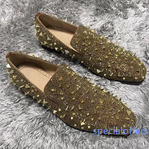 

brand red bottom loafers orlato men s business sneakers slip on loafers shoes red bottom party wedding flats luxury spikes & strass & suede, Black