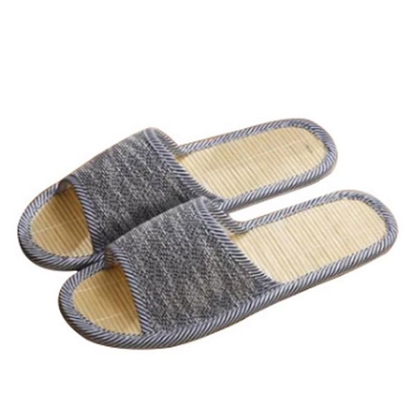 

Summer bamboo, straw and straw woven slippers, men's indoor home floor, home linen, skid proof summer, Pink
