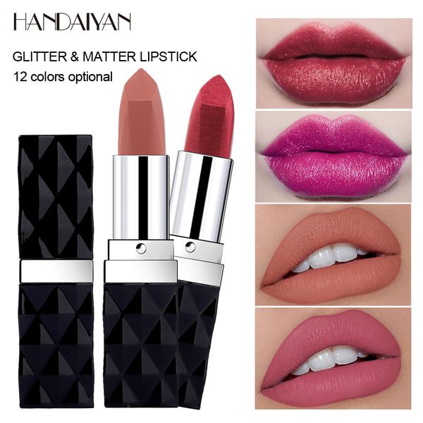 

new fashion 1 pcs diamond matte lipstick ladies beauty makeup waterproof hydrating long lasting lip cosmetics lipgloss