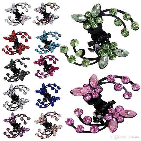 

6pcs/set crystal rhinestone butterfly hair clips claw barrettes mini bridal hairpin wedding hair accessories for women girls, Slivery;golden