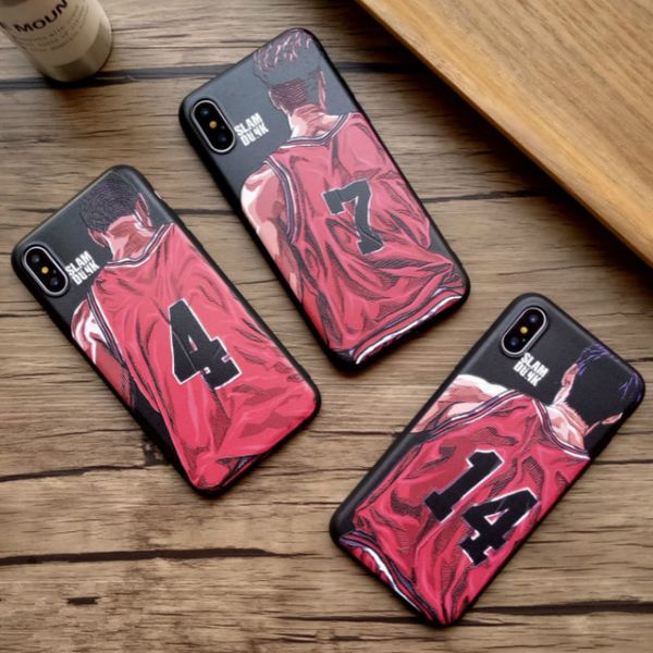 

for iphone 11 pro max slamdunk cortoon red sports men case with basketball print silicone phone case 5 styles wholesale