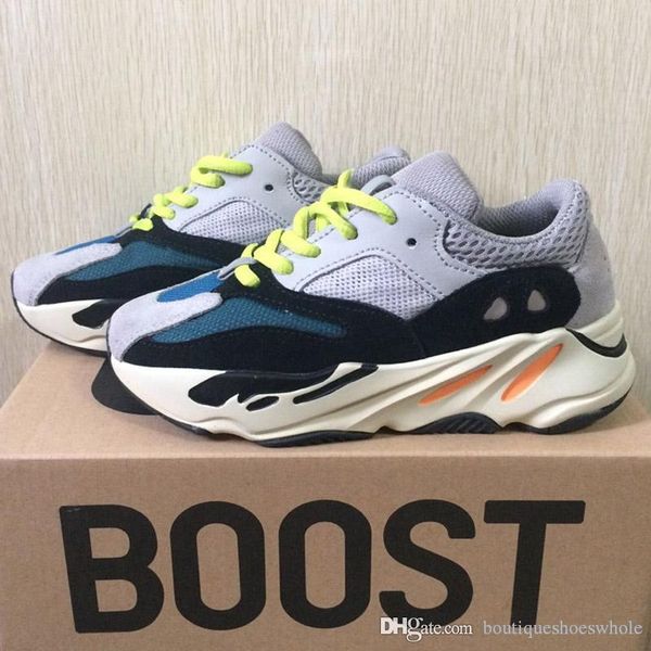 

kids shoes wave runner 700 kanye west running shoes boys girls trainer sneaker 700 sport shoe children athletic shoes with box, Black